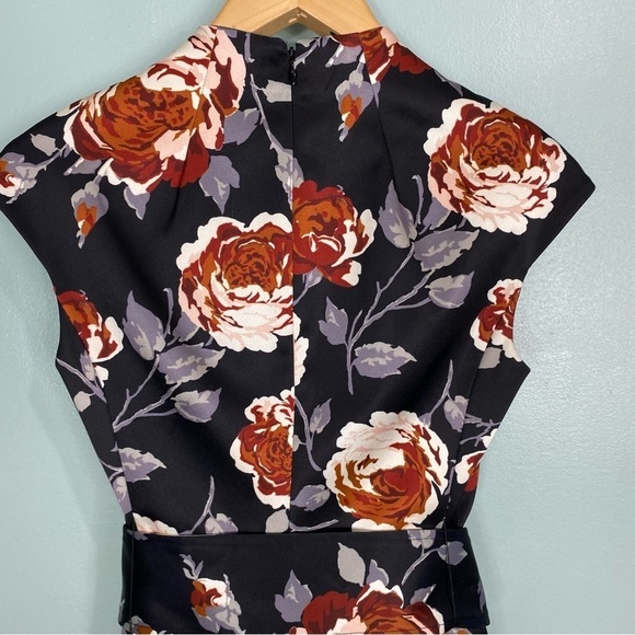 Theory Mod Dress Floral Victoria Belted Shift Mini Work Office Sz 2 - Picture 10 of 12